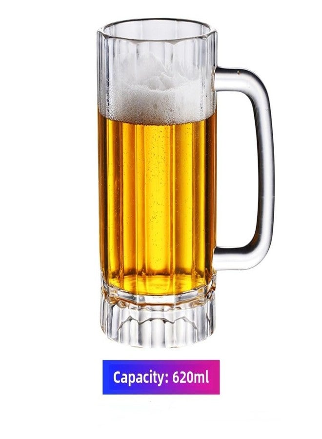 Komost 21oz Plastic Beer Mugs with Handle Set of 2, Reusable Clear Beer Stein Drinking Cups for Party Bar Home Hotel - Perfect for Whiskey Juice Cocktail Beverages - Image 2